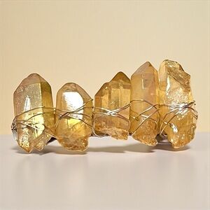 Elegant Handmade Aura Coated Yellow Crystal Hair Clip
